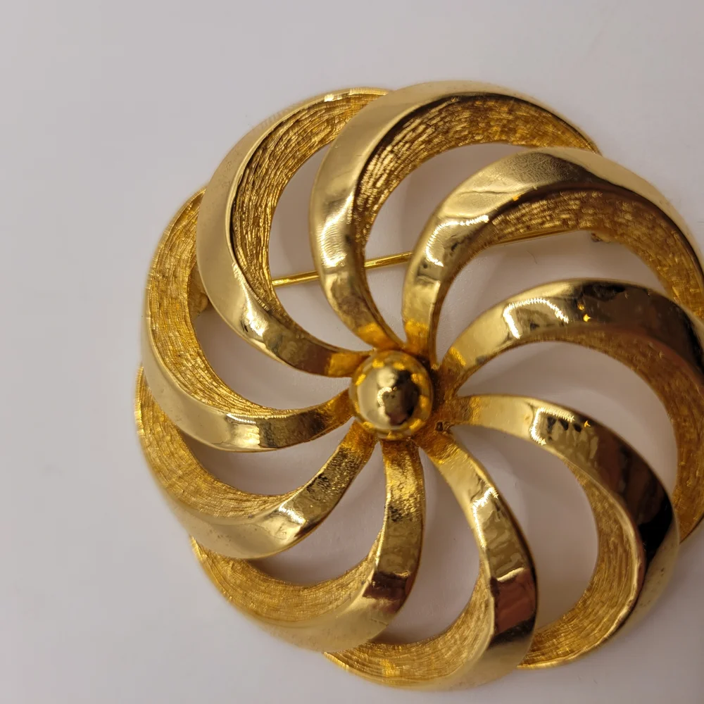 Monet Gold Spiral Large Brooch